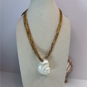 House of Harlow Conch Shell Multi-strand Necklace - Gold Finish. 18+3”
